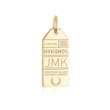 Mykonos Greece JMK Luggage Tag Charm Solid Gold