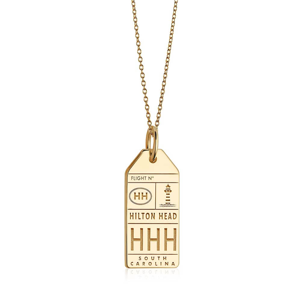 Gold USA Charm, HHH Hilton Head Island Luggage Tag - JET SET CANDY  (1720187158586)