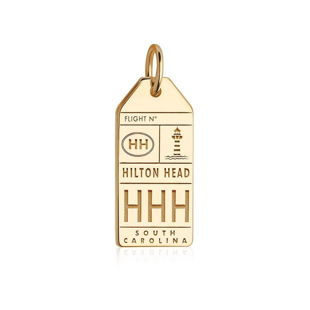 Gold USA Charm, HHH Hilton Head Island Luggage Tag - JET SET CANDY  (1720187158586)