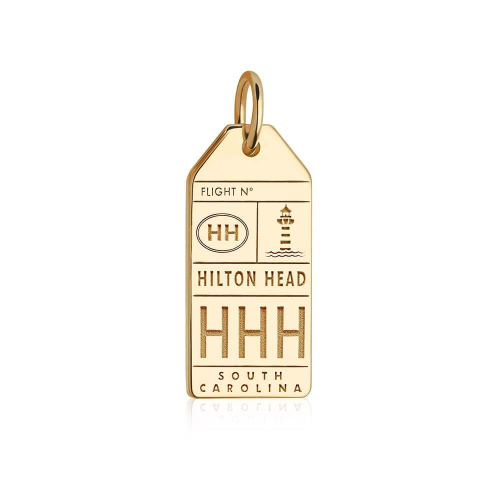 Solid Gold USA Charm, HHH Hilton Head Island Luggage Tag - JET SET CANDY  (1720187158586)