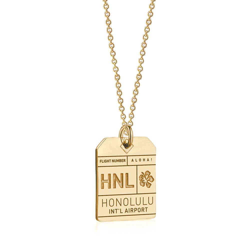 Gold Hawaii Charm, HNL Honolulu Luggage Tag (SHIPS JUNE) - JET SET CANDY  (1720191549498)