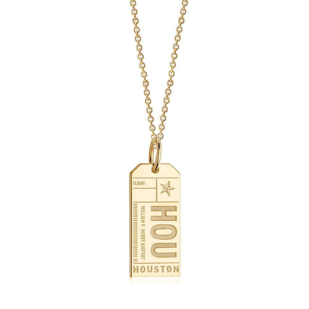 Gold Texas Charm, HOU Houston Luggage Tag - JET SET CANDY  (1720181227578)