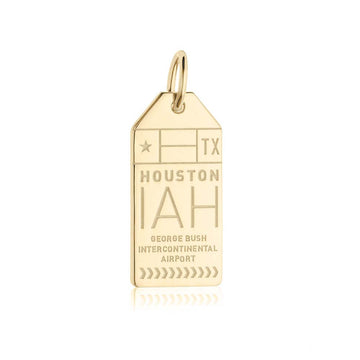 Houston Texas USA IAH Luggage Tag Charm Solid Gold