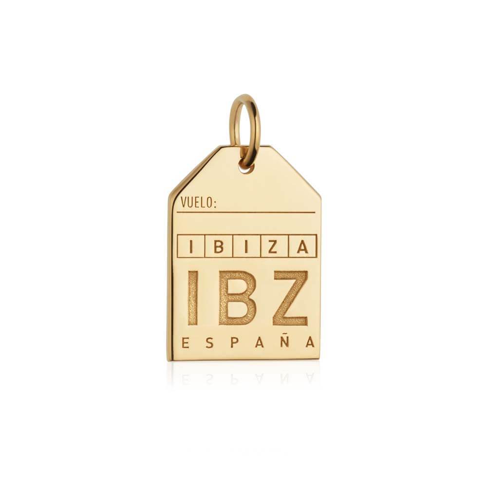 Solid Gold Spain Charm, IBZ Ibiza Luggage Tag - JET SET CANDY  (1720185356346)