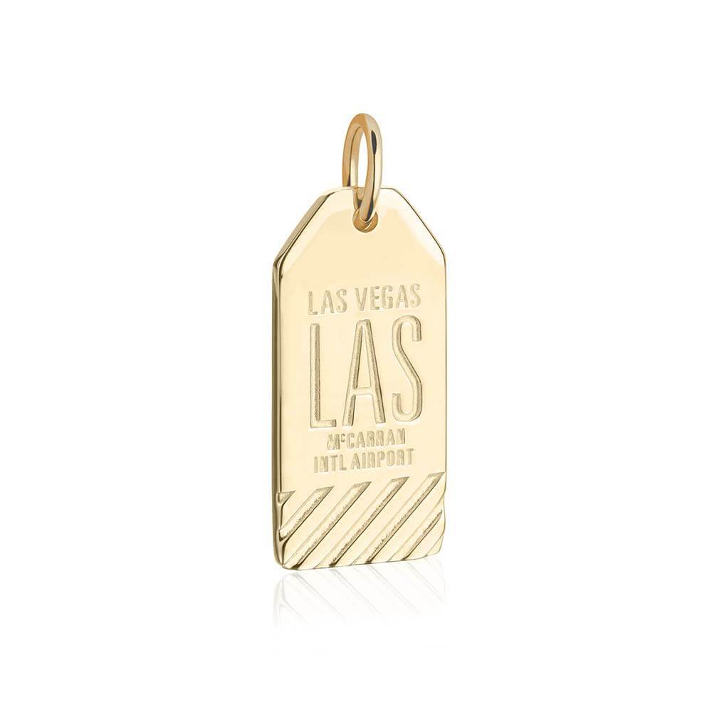 Solid Gold Las Vegas Charm, LAS Luggage Tag - JET SET CANDY  (1720186994746)