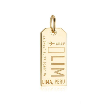 Lima Peru LIM Luggage Tag Charm Solid Gold