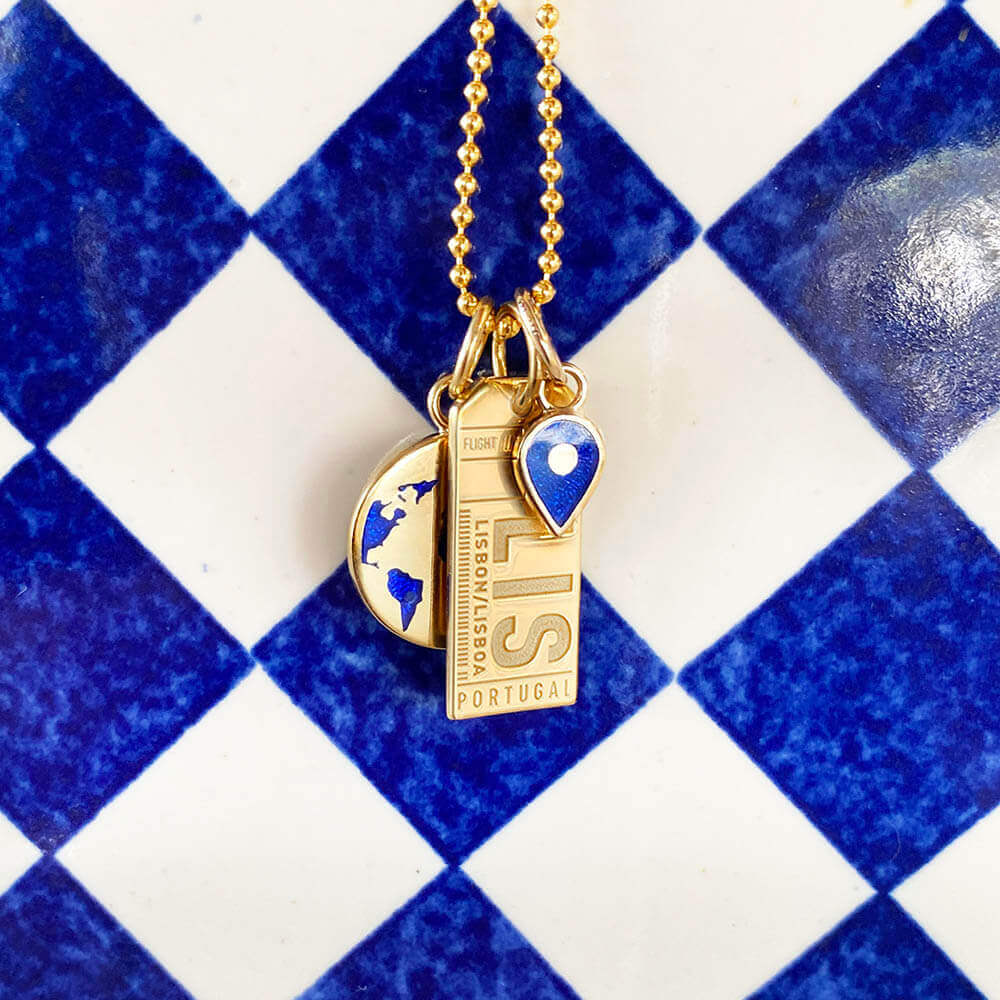 Solid Gold LIS Lisbon Luggage Tag Charm - JET SET CANDY (6571815108792)