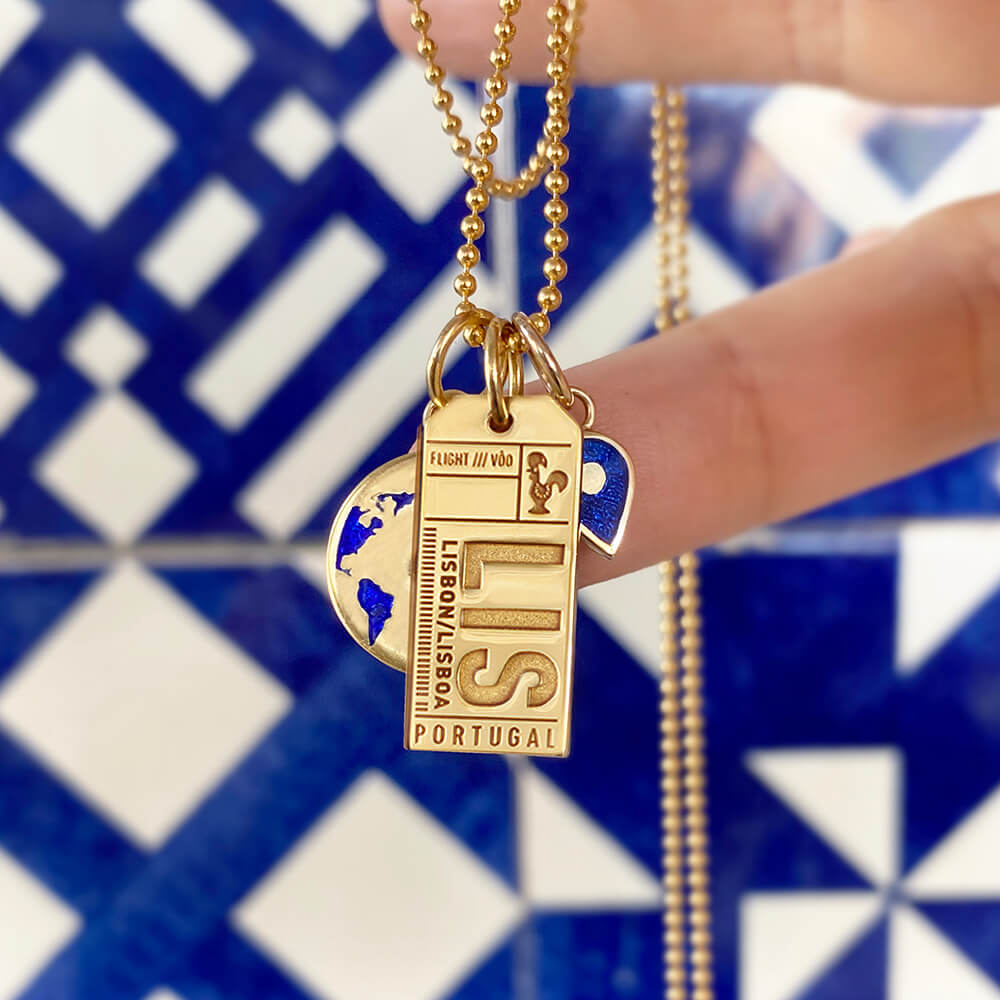 Gold Portugal Charm, LIS Lisbon Luggage Tag - JET SET CANDY (1720196825146)