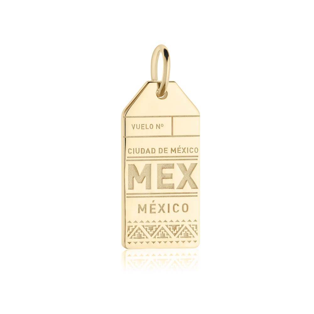 Solid Gold Mexico Charm, MEX Luggage Tag - JET SET CANDY  (1720192630842)