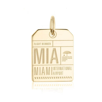 Miami Florida USA MIA Luggage Tag Charm Solid Gold