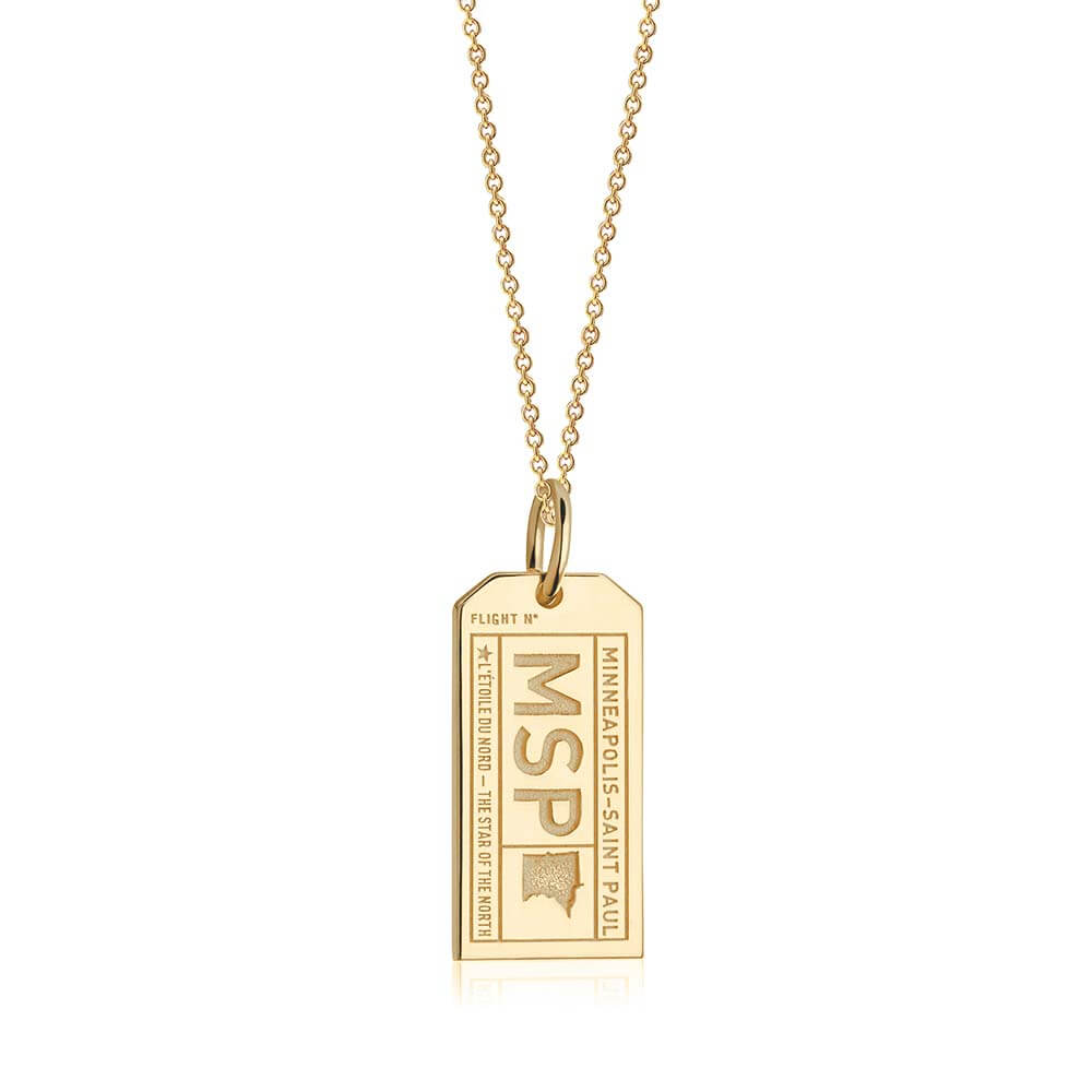 Gold Minneapolis Charm, MSP Luggage Tag - JET SET CANDY  (2268483059770)