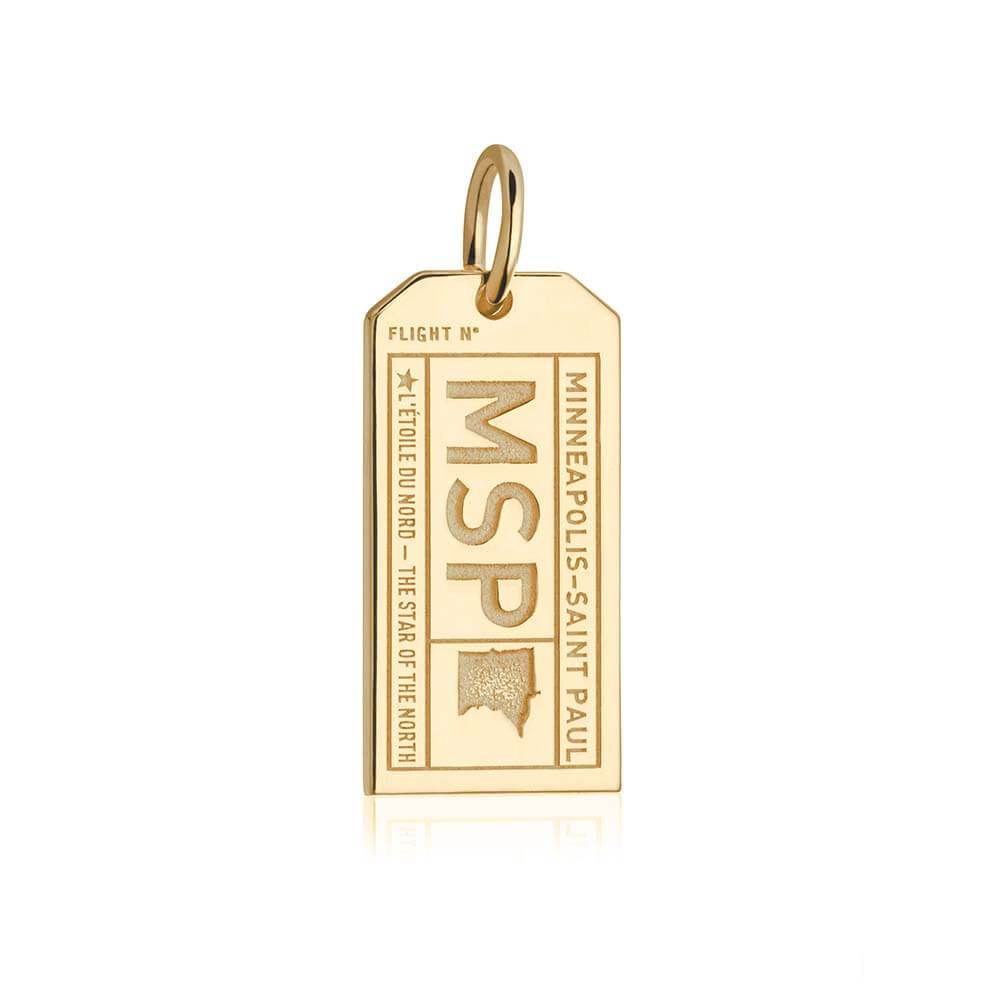 Solid Gold Minneapolis Charm, MSP Luggage Tag - JET SET CANDY  (2268483059770)