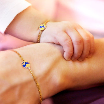 Silver Mom & Baby Globe Bracelet Bundle