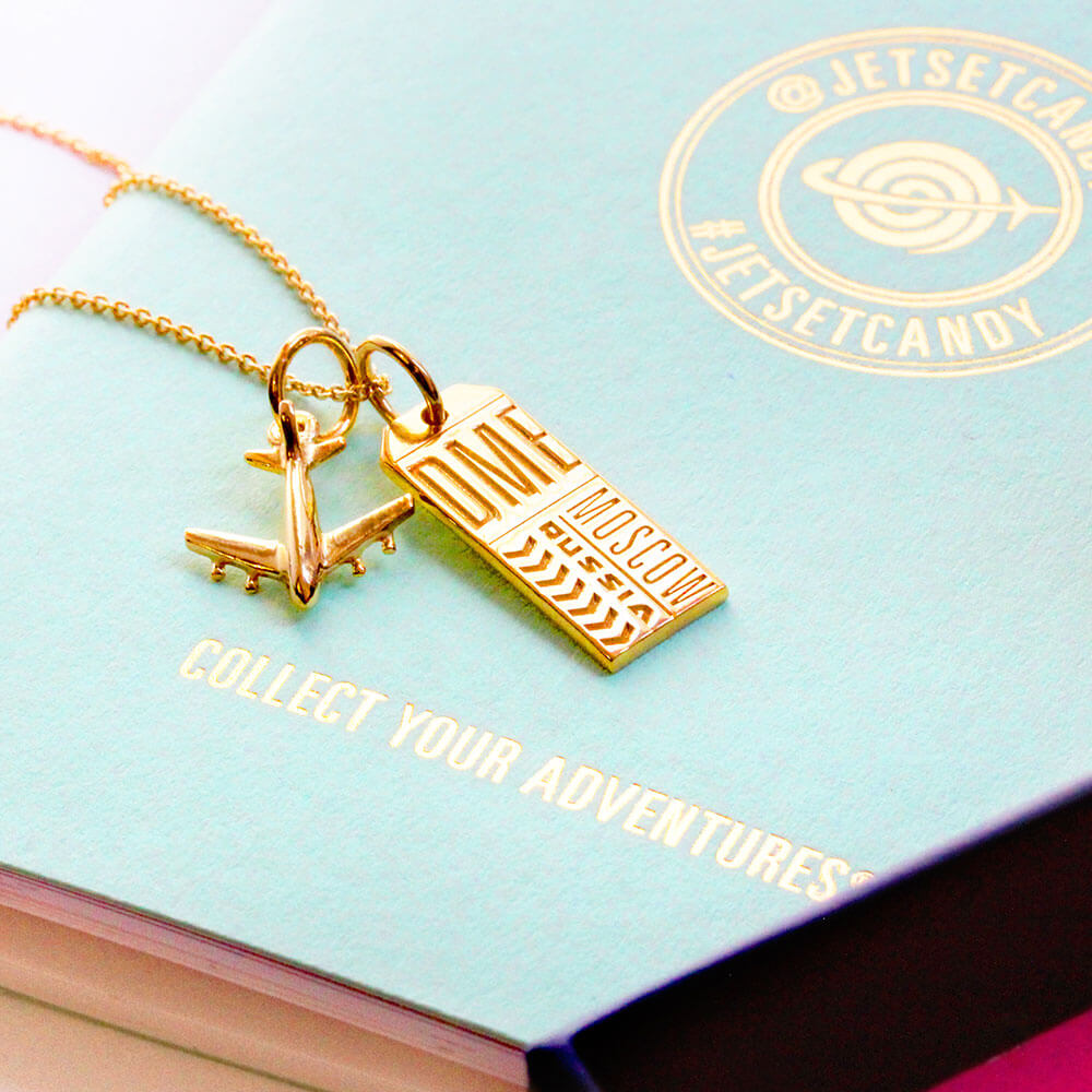 Gold Russia Charm, DME Moscow Luggage Tag - JET SET CANDY  (1720191057978)