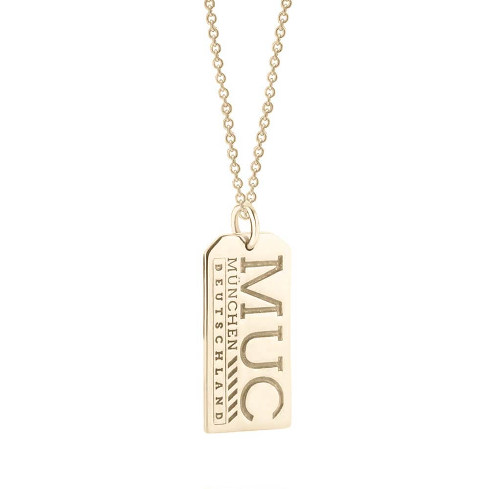 Gold Vermeil Germany Charm, MUC Munich Luggage Tag - JET SET CANDY  (1720191156282)