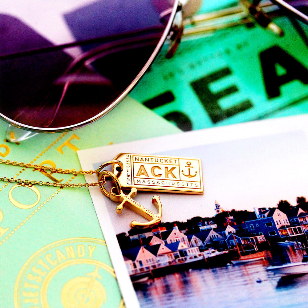 Gold Nantucket Charm, ACK Luggage Tag Charm - JET SET CANDY  (2036755497018)