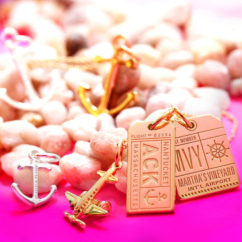 Gold Nantucket Charm, ACK Luggage Tag Charm - JET SET CANDY  (2036755497018)