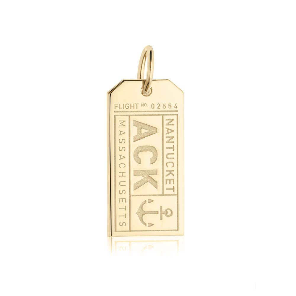 Gold Nantucket Charm, ACK Luggage Tag Charm - JET SET CANDY (6950294159544)