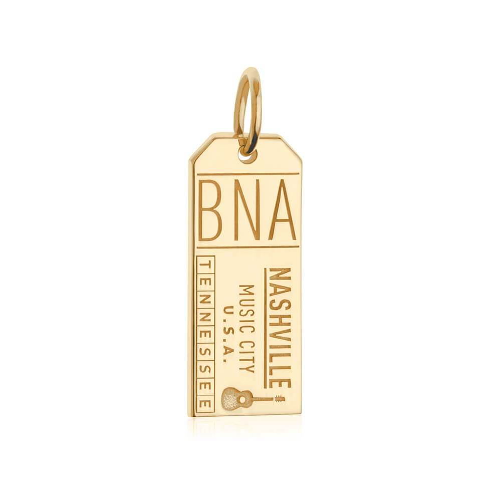 Solid Gold Tennessee Charm, Nashville BNA Luggage Tag - JET SET CANDY  (2474256138298)