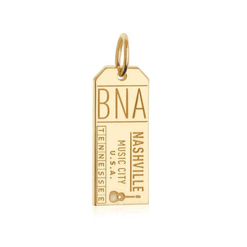 Nashville Tennessee USA BNA Luggage Tag Charm Solid Gold