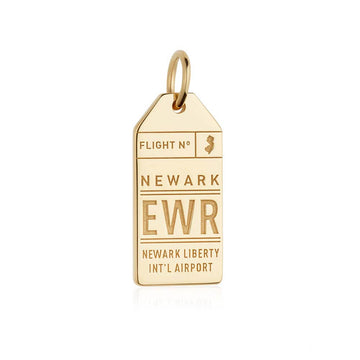 Newark New Jersey USA EWR Luggage Tag Charm Gold