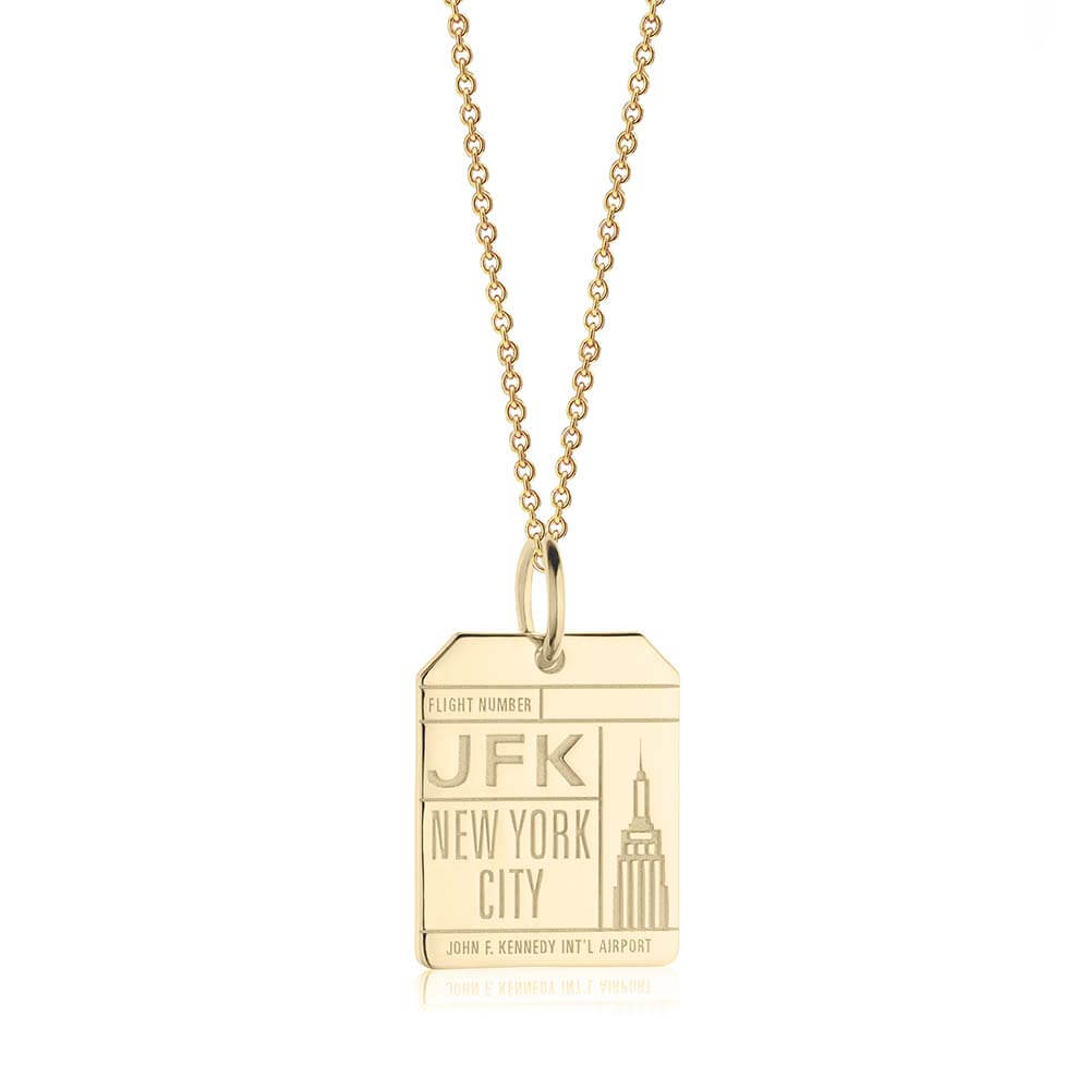 Solid Gold New York Charm, JFK Luggage Tag - JET SET CANDY (6930012864696)