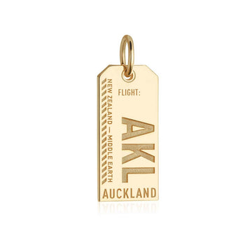 Auckland New Zealand AKL Luggage Tag Charm Solid Gold