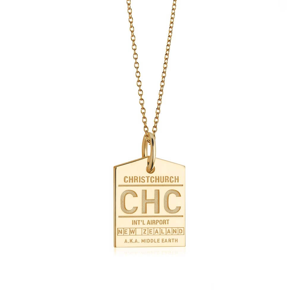 Gold New Zealand Charm, CHC Christchurch Luggage Tag - JET SET CANDY  (1720196628538)