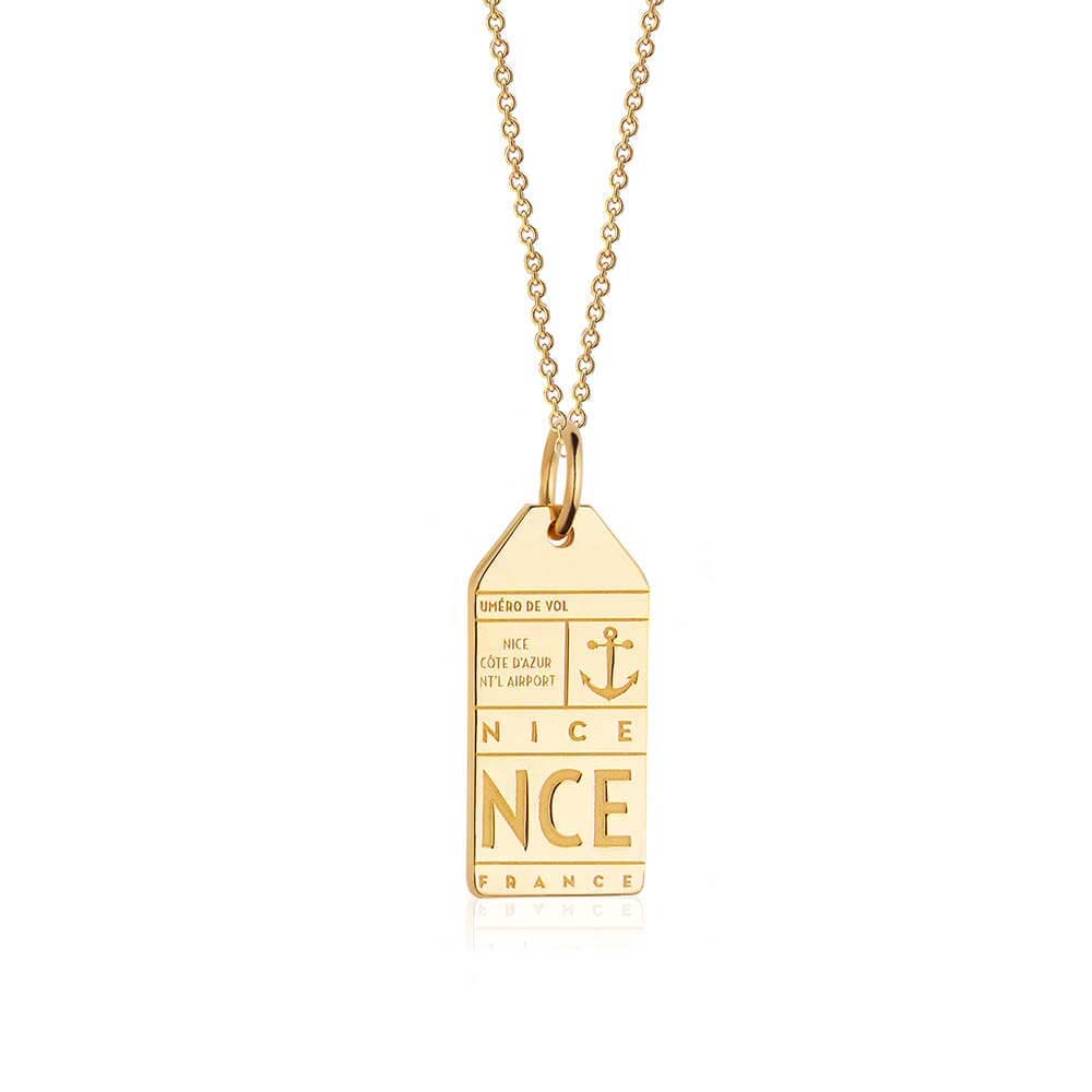 Gold Vermeil France Charm, NCE Nice Luggage Tag - JET SET CANDY  (1720185847866)