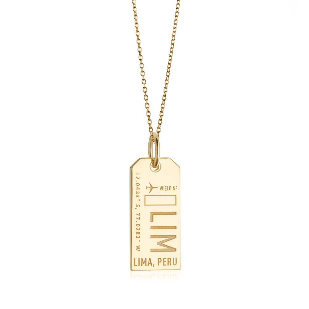 Gold Travel Charm, LIM Lima, Peru Luggage Tag - JET SET CANDY  (1720188239930)