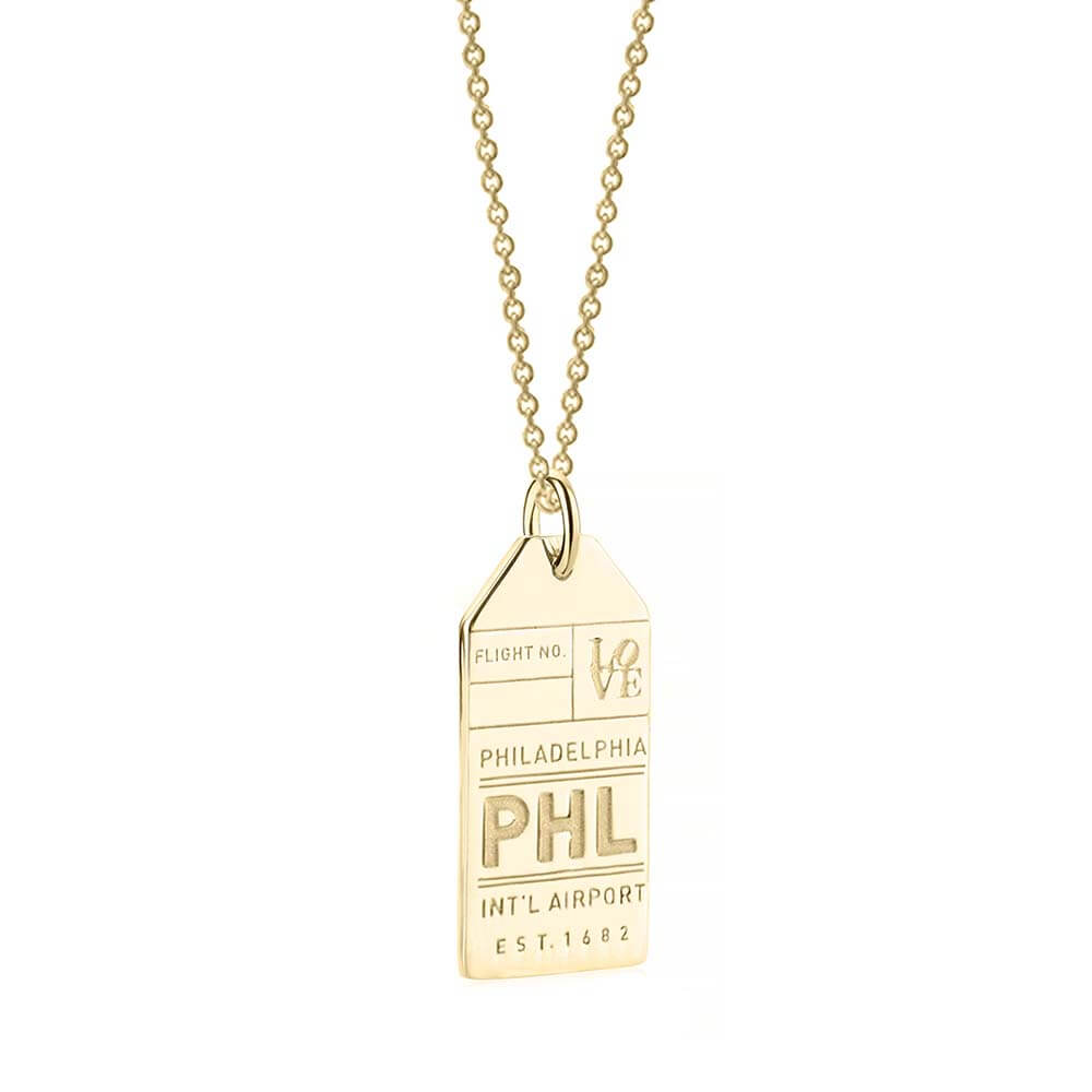Solid Gold PHL Philadelphia Luggage Tag Charm (6546653741240)