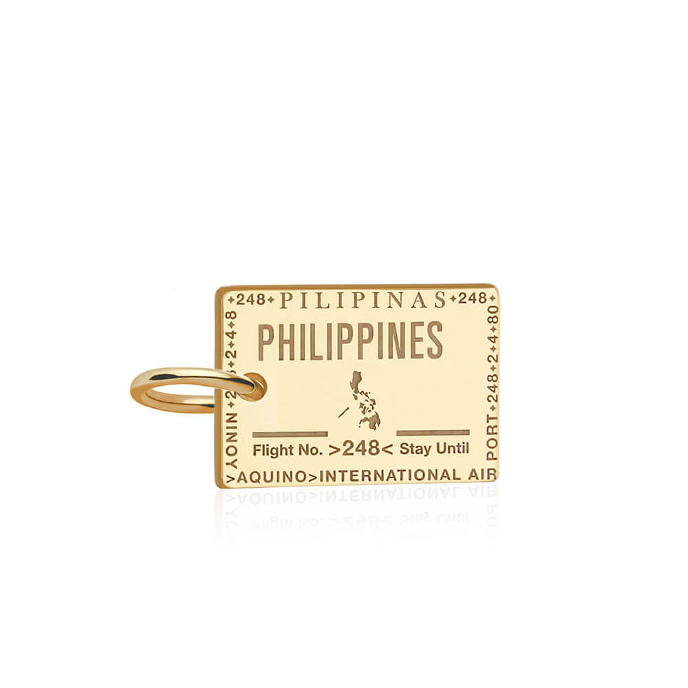 Solid Gold Travel Charm, Andorra Passport Stamp - JET SET CANDY (6930074075320)