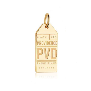 Providence Rhode Island USA PVD Luggage Tag Charm Solid Gold
