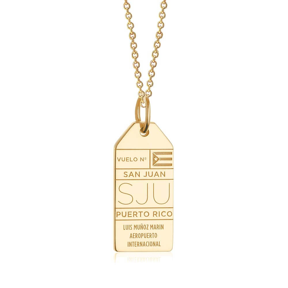 Solid Gold San Juan, Puerto Rico SJU Luggage Tag Charm - JET SET CANDY  (4588544983128)