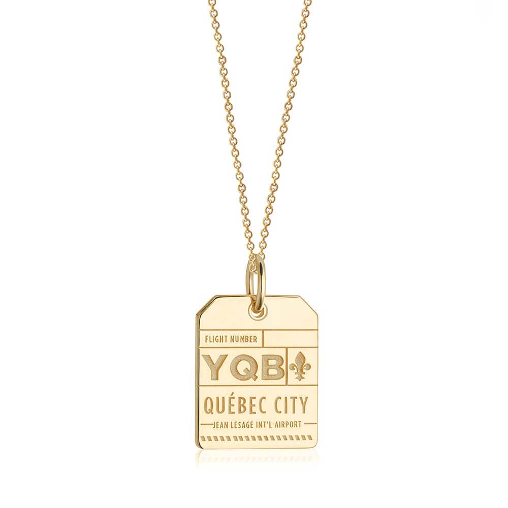 Gold Canada Charm, YQB Quebec City Luggage Tag - JET SET CANDY  (1720182276154)