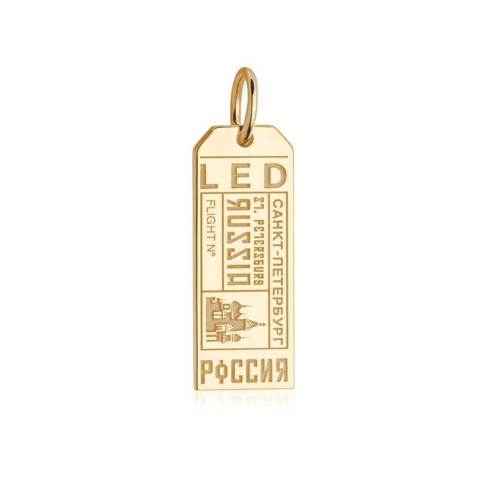 Gold Vermeil Russia Charm, LED Saint Petersburg Luggage Tag - JET SET CANDY  (1720192073786)