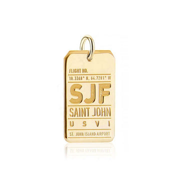 St John Virgin Islands Caribbean SJF Luggage Tag Charm Gold