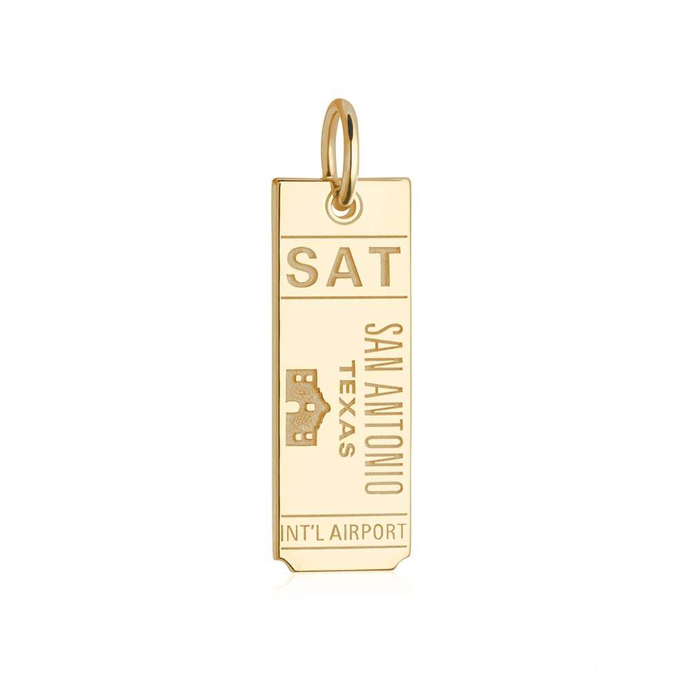 Solid Gold Texas Charm, SAT San Antonio Luggage Tag - JET SET CANDY  (1720182964282)