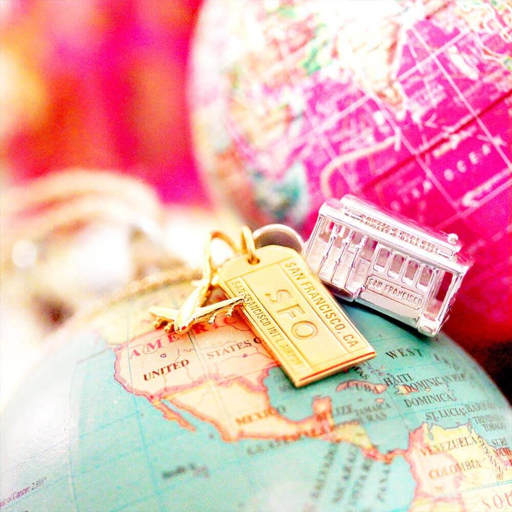 Gold California Charm, SFO San Francisco Luggage Tag - JET SET CANDY (6950296387768)