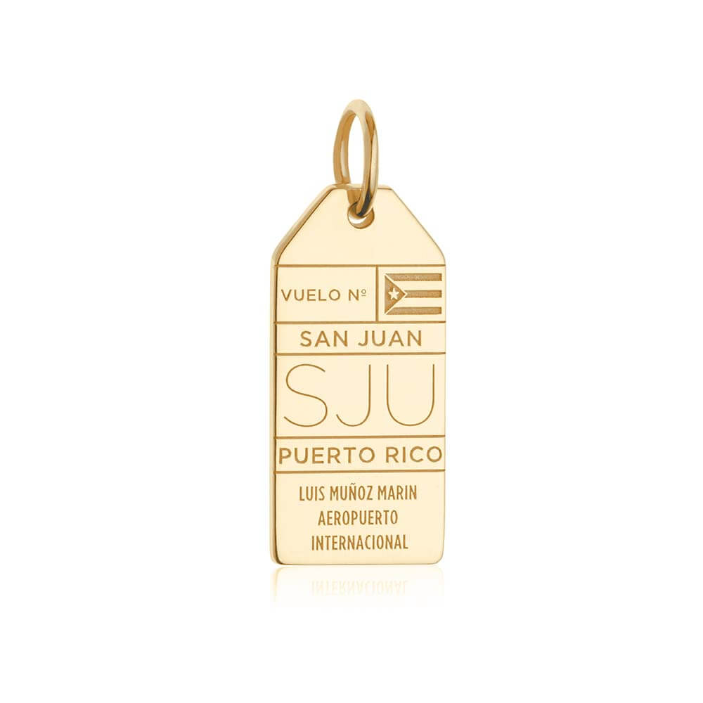 Solid Gold San Juan, Puerto Rico SJU Luggage Tag Charm - JET SET CANDY  (4588544983128)
