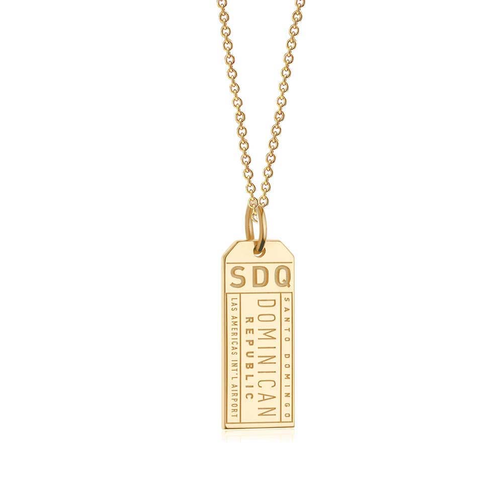 Gold Travel Charm, SDQ Santo Domingo Luggage Tag - JET SET CANDY  (1720194236474)