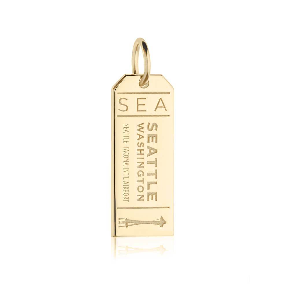 Solid Gold USA Charm, SEA Seattle Luggage Tag - JET SET CANDY  (1720193155130)