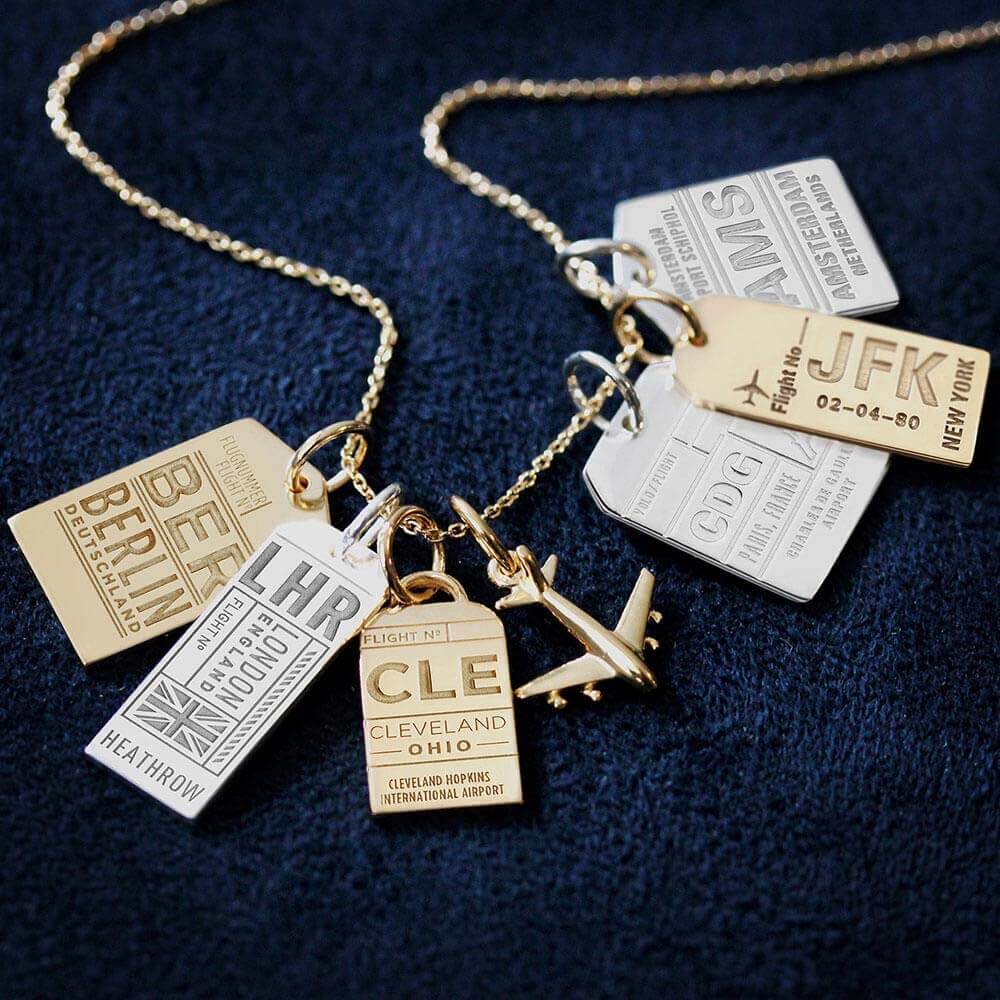 Gold Cleveland, Ohio CLE Luggage Tag Charm - JET SET CANDY (2457735626810)