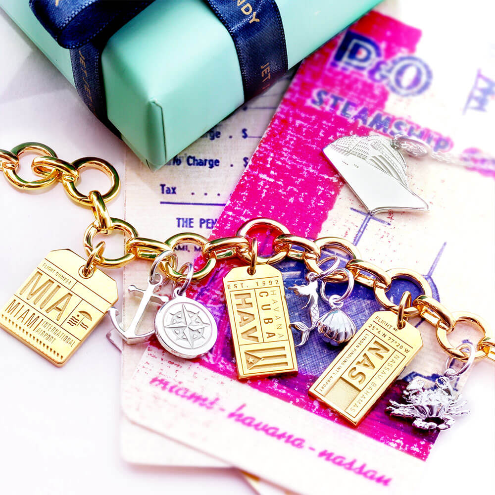 Gold Cuba Charm, HAV Havana Luggage Tag - JET SET CANDY  (1720194039866)