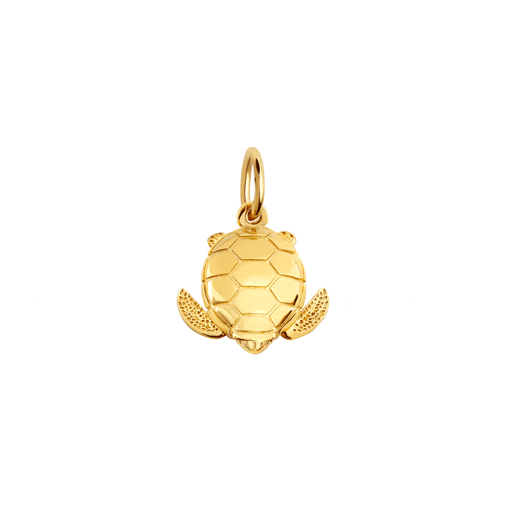 Small Gold Sea Turtle Charm - JET SET CANDY (2499721592890)