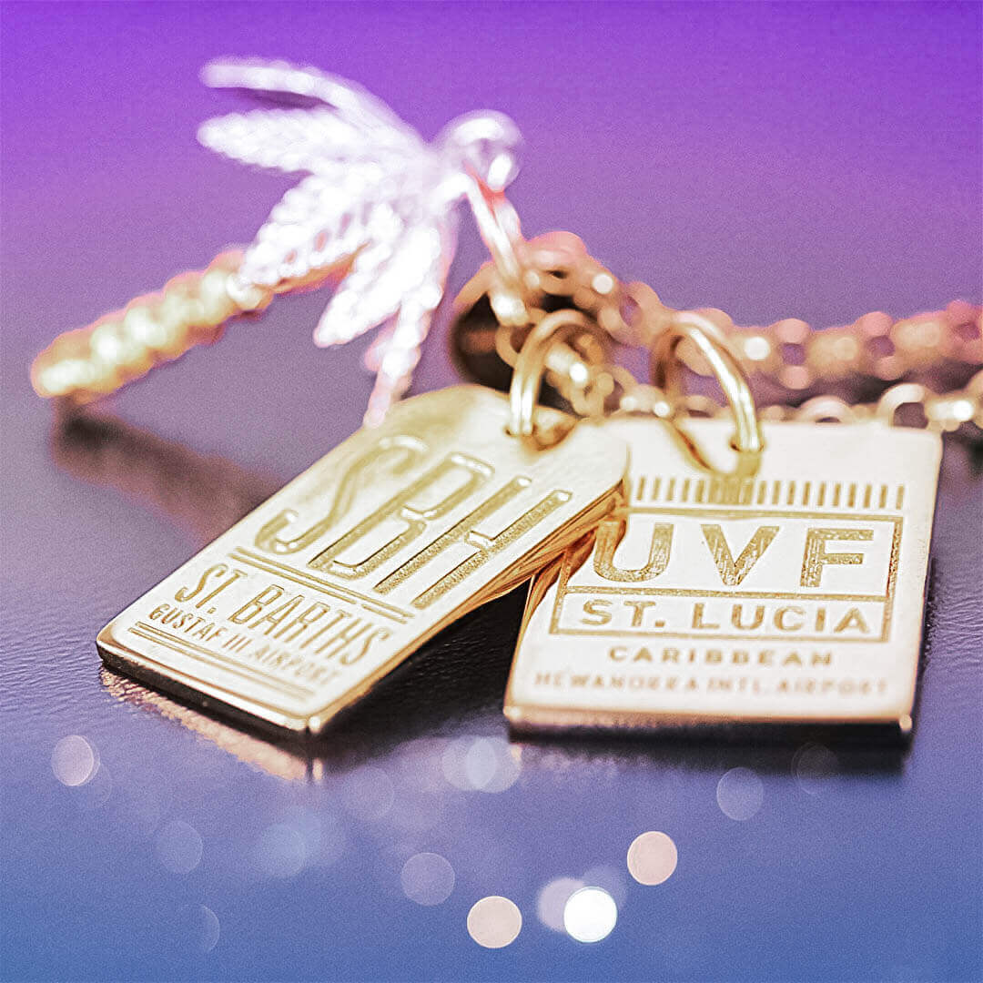 Gold St. Lucia Charm, UVF Luggage Tag - JET SET CANDY  (1720190271546)