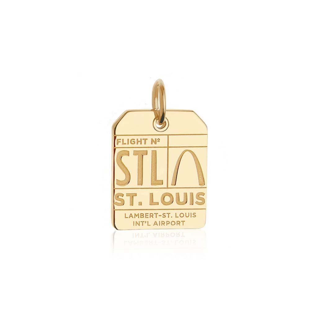 Solid Gold Vermeil USA Charm, STL St. Louis Luggage Tag - JET SET CANDY  (1720187322426)