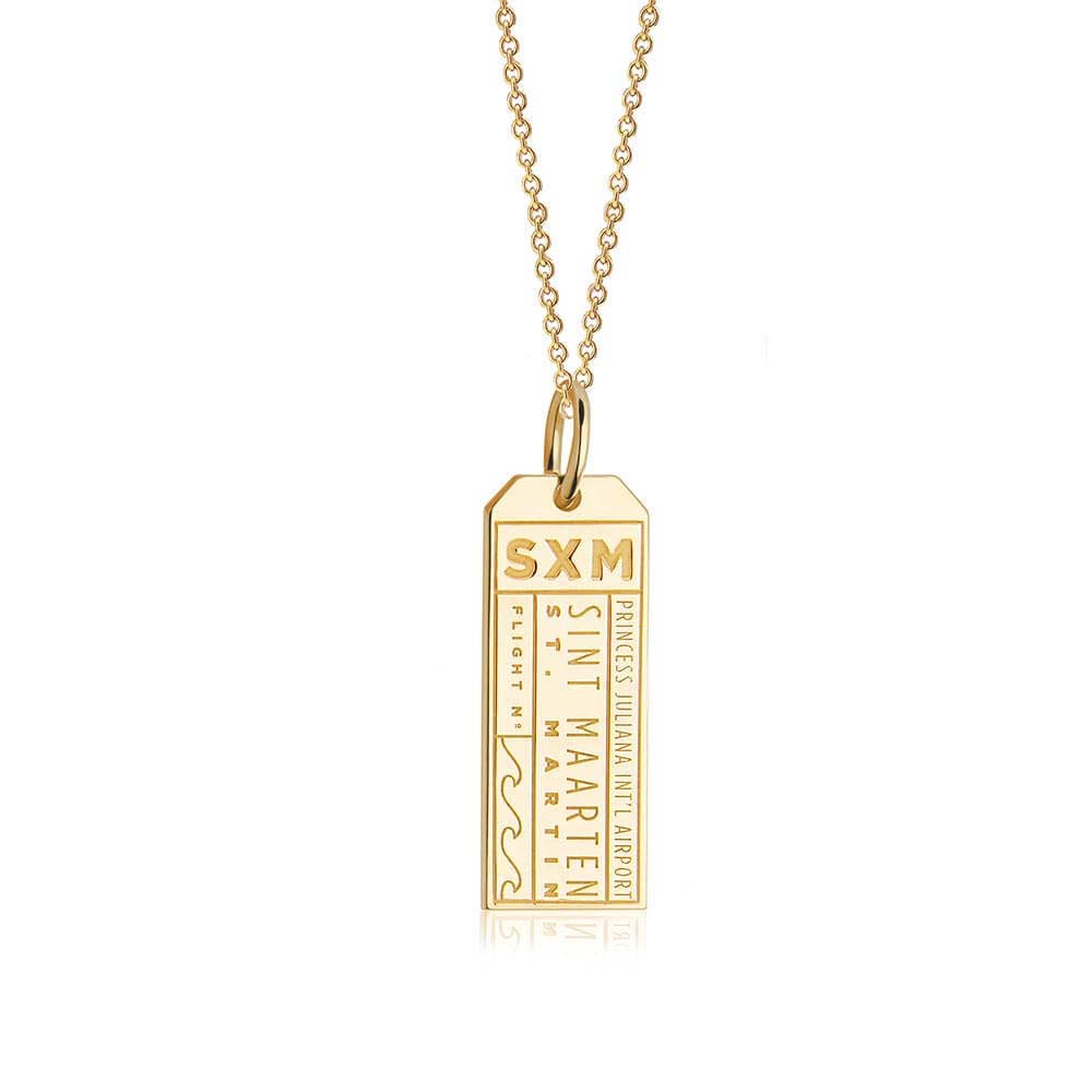 Gold Caribbean Charm, SXM St. Maarten Luggage Tag - JET SET CANDY  (1720186929210)