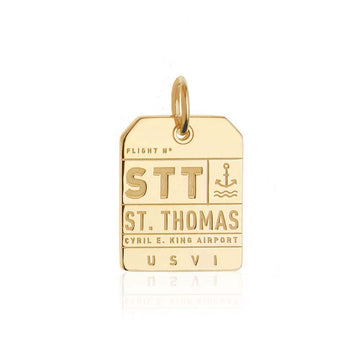 St Thomas Caribbean STT Luggage Tag Charm Gold