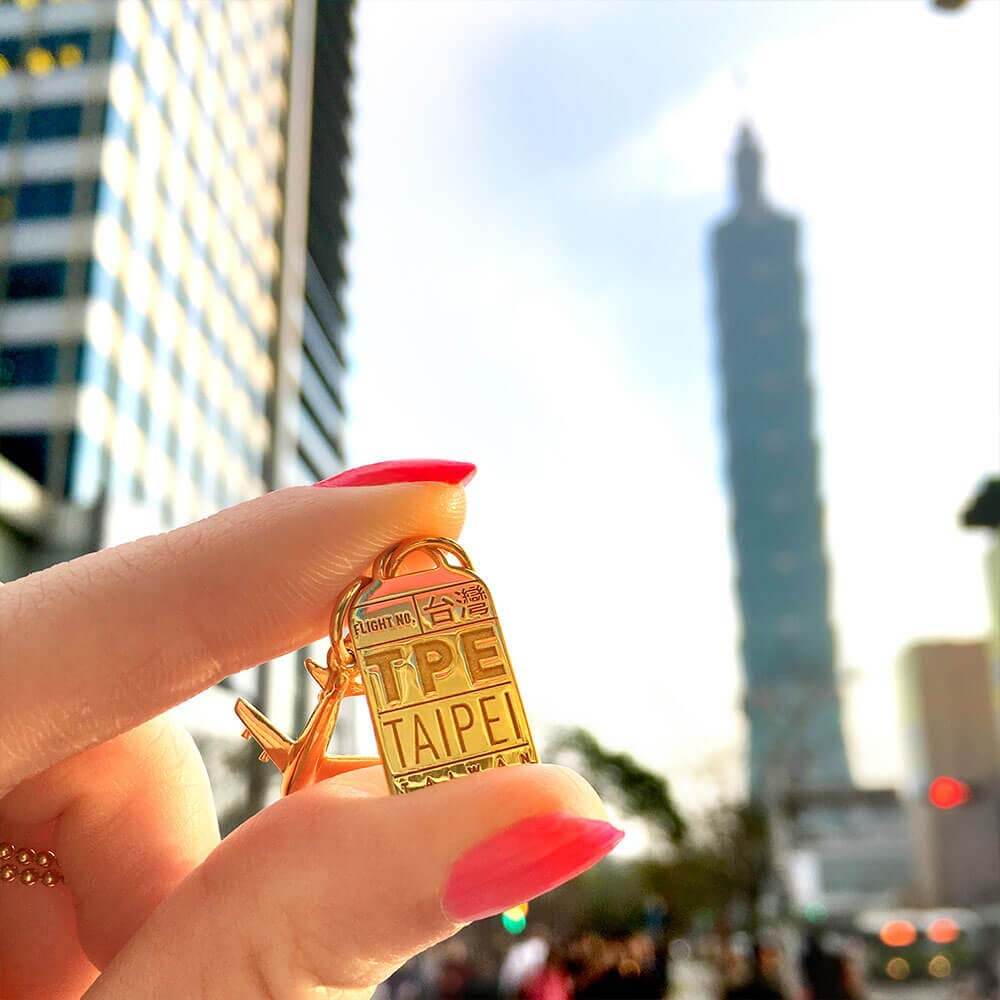Solid Gold Asia Charm, TPE Taipei Luggage Tag - JET SET CANDY (6929956831416)